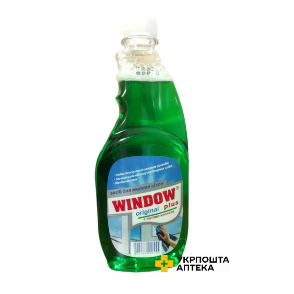 Засіб для миття скла Window Plus на основі нашатирного спирту запаска 500 млГолд Дроп (Україна)