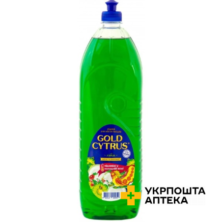Засіб для ручного миття посуду Gold Cytrus 1,5 л зелений Голд Дроп (Україна)