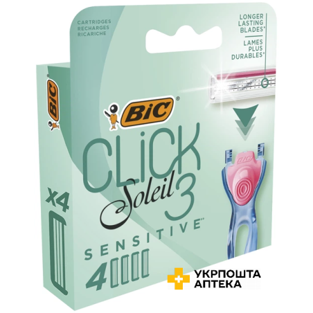 Змінні картриджі для гоління (леза) жіночі BIC Miss Soleil Click Sensitive 4 шт. Societe BIC (Греція)