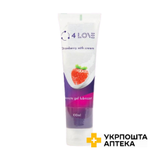 Гель-змазка 4LOVE Strawberry with cream Полуниця з вершками на водній основі, 100 мл Sanotec Biolabore (Німеччина)