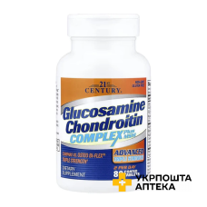 Глюкозамін, хондроїтин+МСМ Потрійна сила 21st Century Glucosamine Chondroitin Complex Triple табл. №80 21 st Century HealthCare Inc. (США)