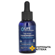Мелатонін з цитрусово-ванільним смаком Life Extension Liquid Melatonin швидкодіючий рідкий 59 мл Quality Supplements and Vitamins, Inc (США)