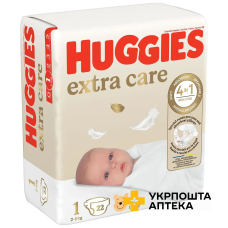 Підгузки Huggies Extra Care дитячі, розмір 1 (2-5 кг) №22 Кімберлі-Кларк (Чеська Республіка)