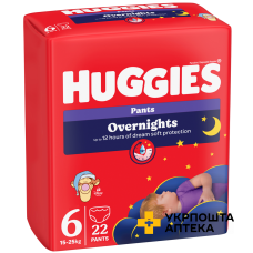 Підгузки-трусики Huggies Pants Overnights дитячі, нічні, розмір 6 (15-22 кг) №22 Кімберлі-Кларк (Чехія)