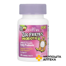 Пробіотик для дітей від 4 років Zoo Friends Children's Chewable Probiotic 21st Century жув. табл. зі смаком фруктового пуншу №30 21 st Century HealthCare Inc. (США)