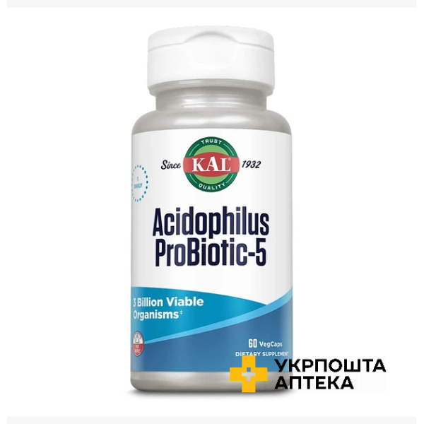 Пробіотики KAL Acidophilus Probiotic-5 веган. капс. №60 KAL Nutritional Supplements (США)