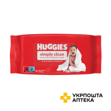 Серветки вологі Huggies Simply Clean дитячі, 72 шт Кімберлі-Кларк (Великобританія)
