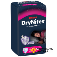 Труси-підгузки для дівчат Huggies DryNites 4-7 років (17-30 кг) нічні №10 Кімберлі-Кларк (Чехія)