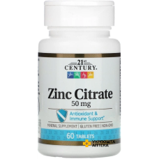 Цинк цитрат 21st Century Zinc Citrate 50 мг табл. №60 21 st Century HealthCare Inc. (США)