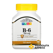 Вітамін B6 (Піридоксин) 21st Century 100 мг табл. №110 21 st Century HealthCare Inc. (США)
