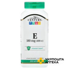 Вітамін E 21st Century 180 мг (400 МО) м'які капс. №250 21 st Century HealthCare Inc. (США)