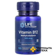 Вітамін В12 (метилкобаламін) Life Extension Vitamin B12 Methylcobalamin 500 мкг льодяники №100 Quality Supplements and Vitamins, Inc (США)