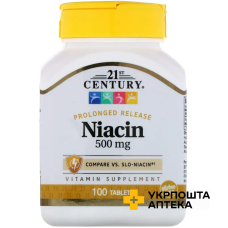 Вітамін В3 (ніацин) 21st Century Niacin повільне вивільнення, 500 мг табл. №100 21 st Century HealthCare Inc. (США)