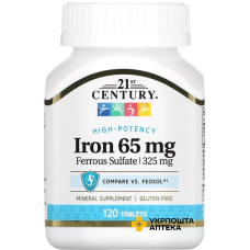 Залізо 21st Century Iron 65 мг табл. №120 21 st Century HealthCare Inc. (США)