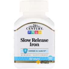 Залізо повільного вивільнення 21st Century Slow Release Iron табл. №60 21 st Century HealthCare Inc. (США)