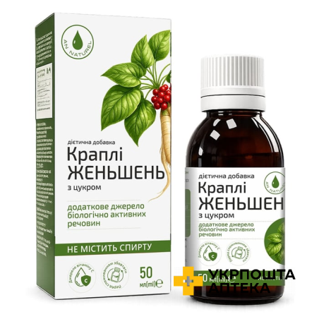 Женьшень AN NATUREL з цукром краплі, 50 мл Красота та Здоров'я (Україна)